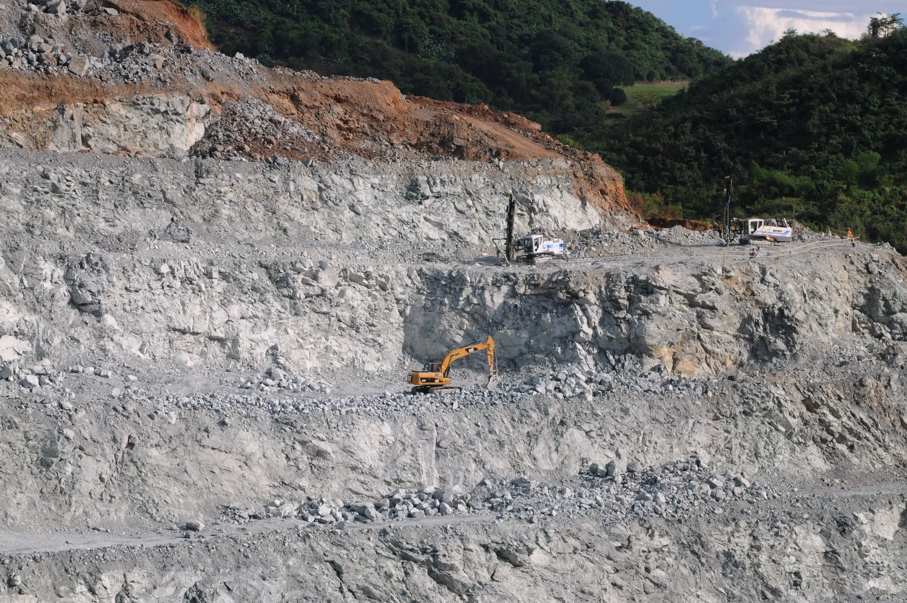 Holcim Gravel and Grit Quarry in fog, Plettenberg, Sauerland