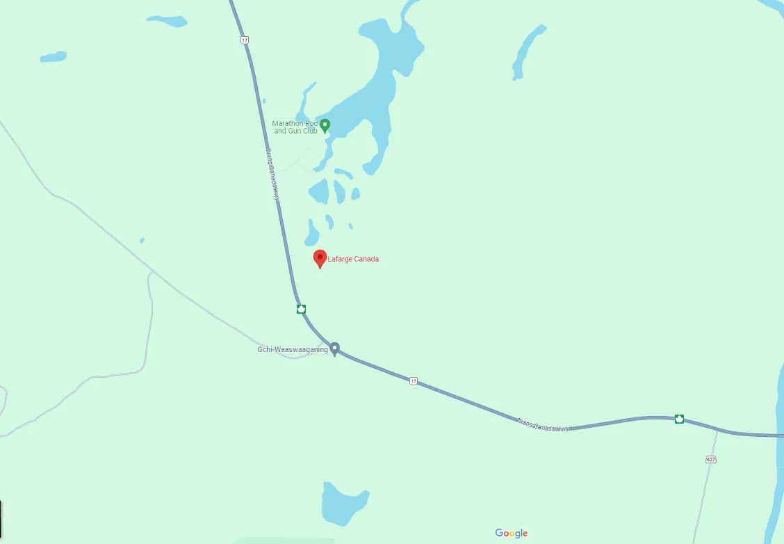 Lafarge Hemlo Highway 614 & 17 Map