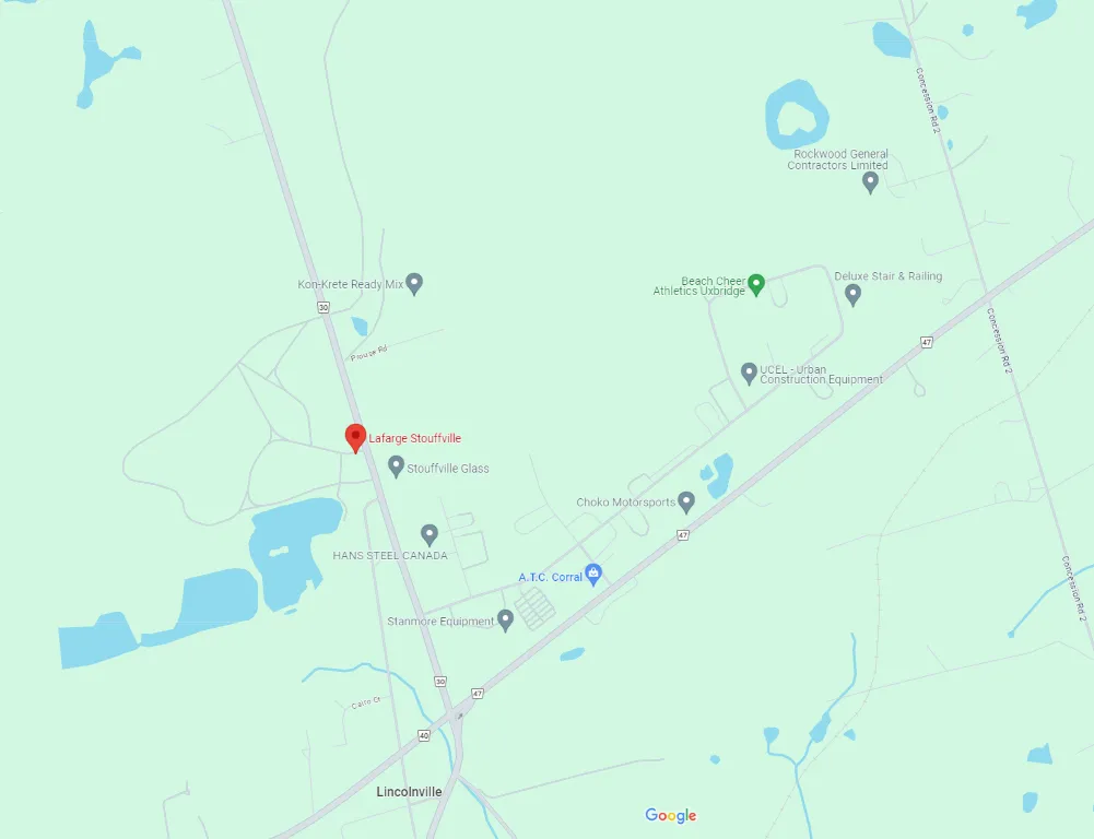 Lafarge Durham Regional Rd Map