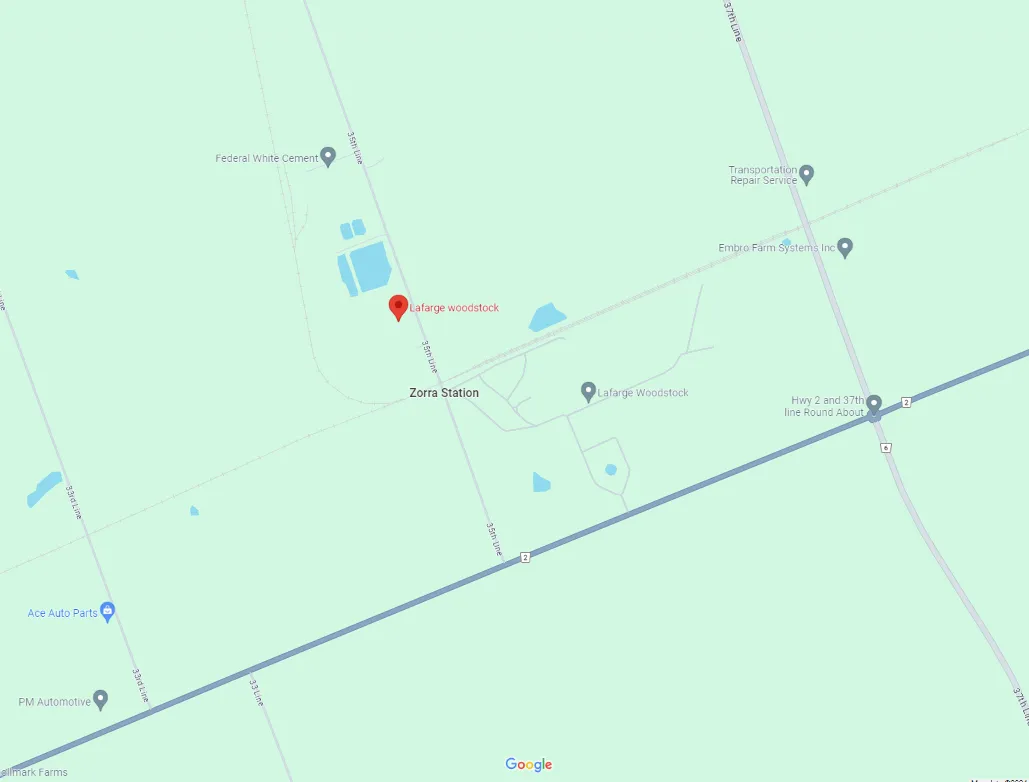 Lafarge Woodstock Quarry Map